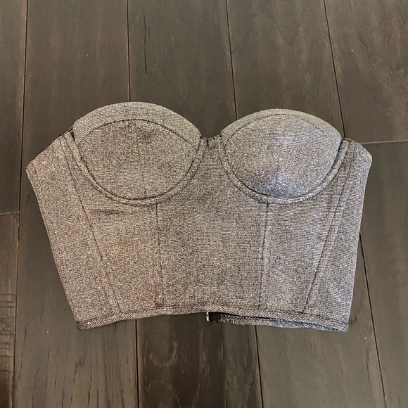 NWT Silver Glitter Bustier Top - Women's Size Small - Picture 3 of 10